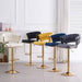 2x Height Black Velvet Padded Golden Round Base Barstools Chairs - Amazingooh Wholesale