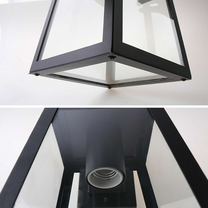 2x Outdoor Wall Light Porch Yard Tempered Glass Lantern Lamp Black IP44 - Amazingooh Wholesale