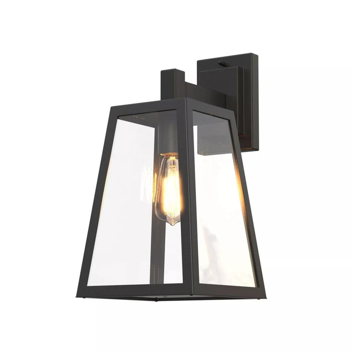 2x Outdoor Wall Light Porch Yard Tempered Glass Lantern Lamp Black IP44 - Amazingooh Wholesale