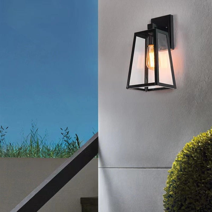 2x Outdoor Wall Light Porch Yard Tempered Glass Lantern Lamp Black IP44 - Amazingooh Wholesale