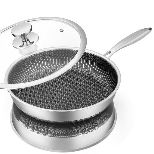 316 Stainless Steel Frying Pan Non - Stick Cooking Frypan Cookware 30cm Honeycomb - Amazingooh Wholesale