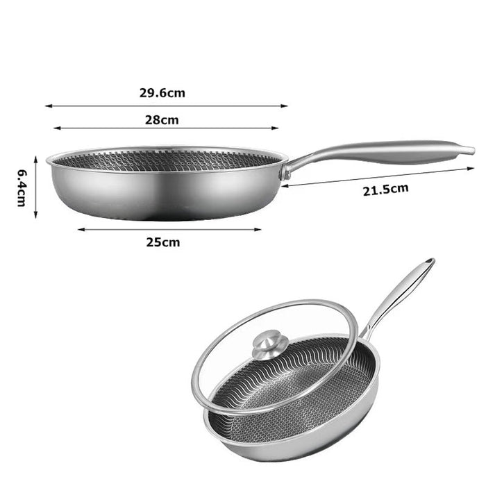 316 Stainless Steel Frying Pan Non - Stick Cooking Frypan Cookware 30cm Honeycomb Single Sided - Amazingooh Wholesale