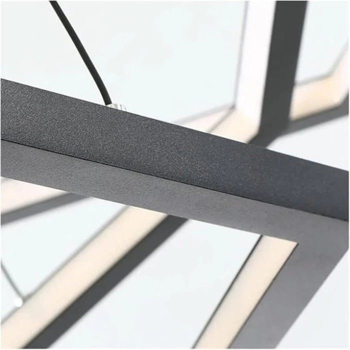 BAMDECOR AD2582/3 Modern LED Chandelier, Hexagonal Rings Ceiling Lighting Contemporary Chandeliers (3 Rings-Black)