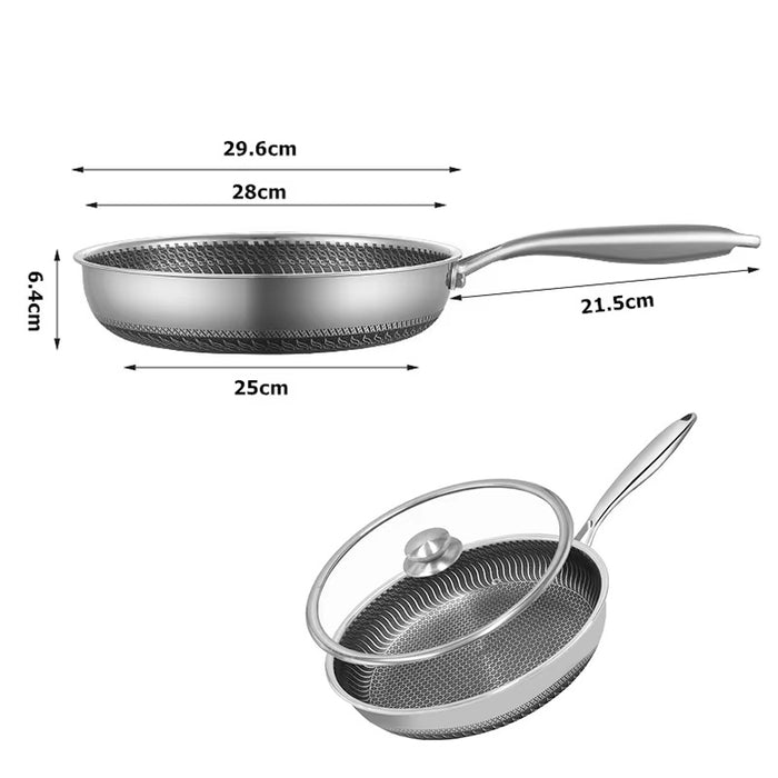 316 Stainless Steel Frying Pan Non-Stick Cooking Frypan Cookware 30cm Honeycomb