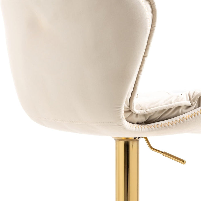 SERENITà Swivel Bar Stools Set of 2 Counter Height Barstools with Back Velvet Upholstered Adjustable Stool Chair Min Century Modern Bar Stool for Kitchen Island (Ivory)