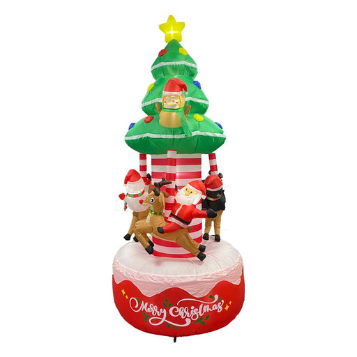 3M Christmas Carousel Tree with LED Lights and Music - Santa, Snowman & Penguin Decor - Amazingooh Wholesale