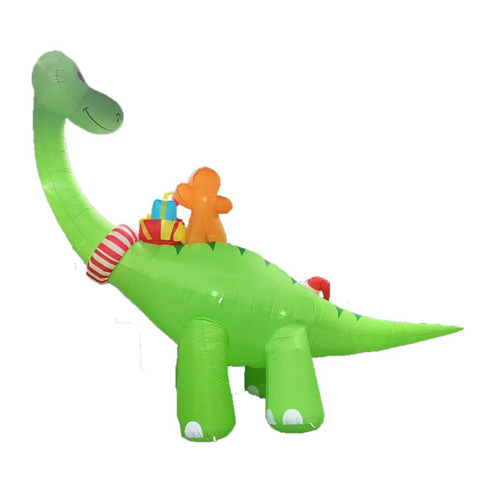 3M Inflatable Christmas Dinosaur with Santa and Gingerbread Man | 8 LED Lights | Outdoor Decor - Amazingooh Wholesale
