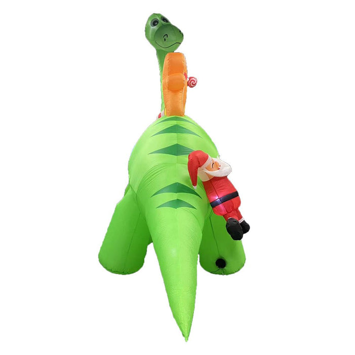 3M Inflatable Christmas Dinosaur with Santa and Gingerbread Man | 8 LED Lights | Outdoor Decor - Amazingooh Wholesale
