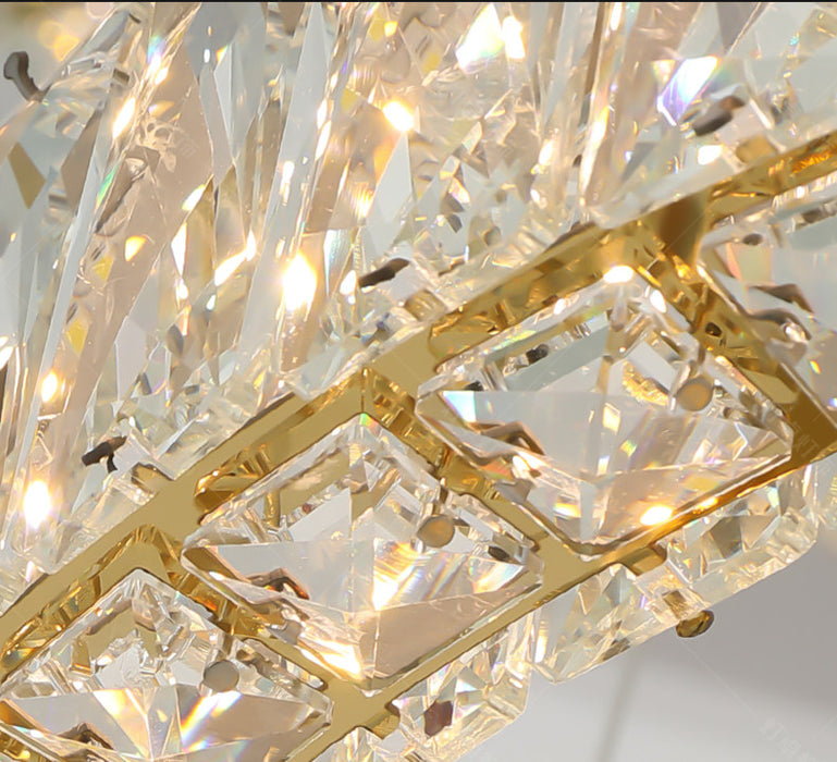 BAMDECOR C3325 Four Rings Modern Crystal Chandeliers Lighting Fixtures Contemporary Round Chandelier Lighting Fixtures Crystal Pendant Ceiling Lights