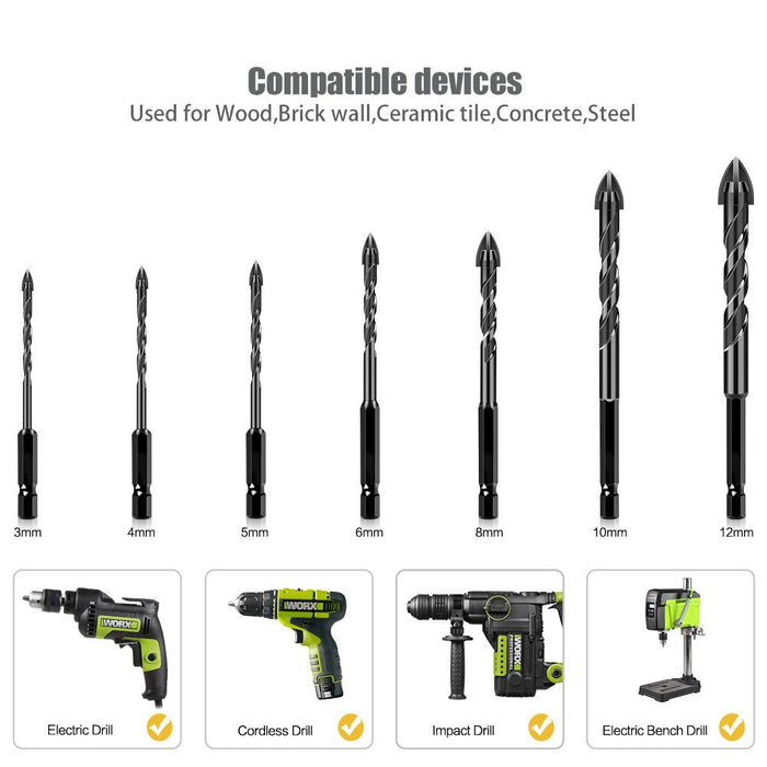 5x 6mm Industrial Grade Concrete Drill Bits Set for Tile Brick Glass Plastic Masonry - Amazingooh Wholesale