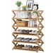 6 Tiers Brown Multi - purpose Bamboo Collapsible Folding Storage Shoe Rack Shelf Organizer 100cm - Amazingooh Wholesale