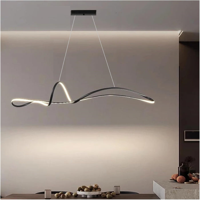 BAMDECOR A210 Modern LED Linear Pendant Lights with Dimmable LED and Adjustable Hanging Length 180cm -Black