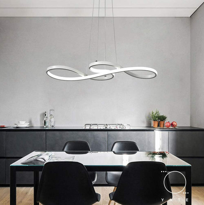 BAMDECOR A022 Modern Designer Infinity LED Chandelier Island Ceiling Pendant Light (120/150cm-Silver)