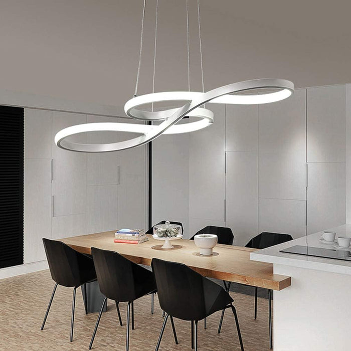 BAMDECOR A022 Modern Designer Infinity LED Chandelier Island Ceiling Pendant Light (120/150cm-Silver)