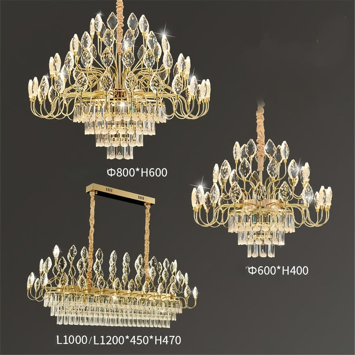 BAMDECOR C3347/OV Modern French Home Decor Luxury Crystal-leaf Chandelier LED Fashion Creativity Pendant Ceiling Lights(120cm-Gold)