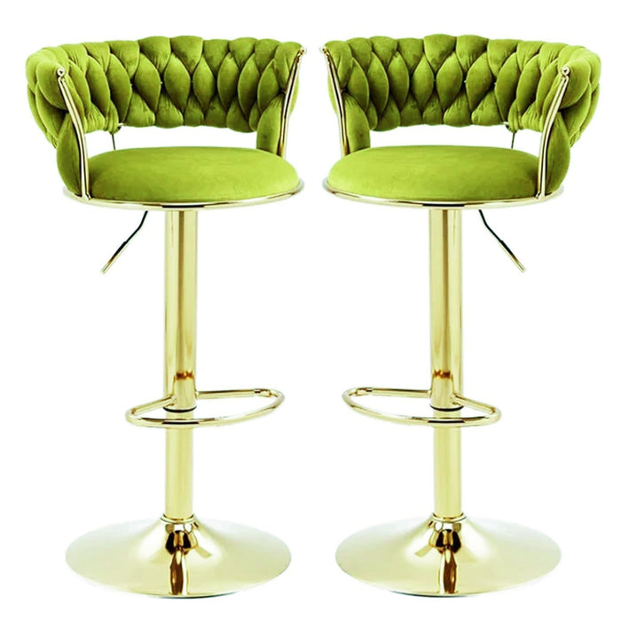 EOFY SERENITà 2x Height Adjustable Swivel Bar Stool Velvet Golden Base Barstools Chairs Padded Seat