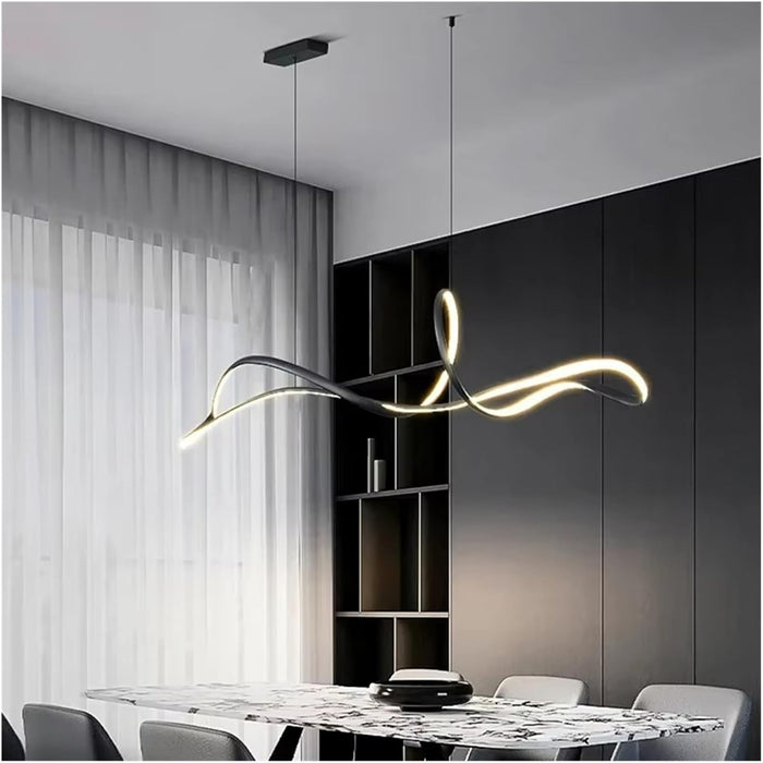 BAMDECOR A210 Modern LED Linear Pendant Lights with Dimmable LED and Adjustable Hanging Length 180cm -Black