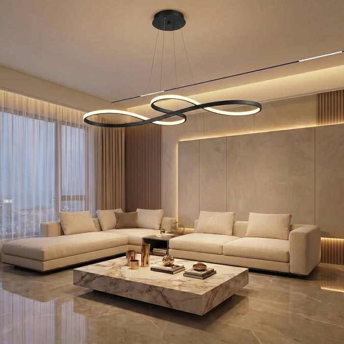 BAMDECOR A022 Modern Designer Infinity LED Chandelier Island Ceiling Pendant Light (120/150cm Black)