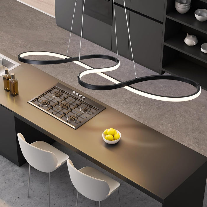 BAMDECOR A022 Modern Designer Infinity LED Chandelier Island Ceiling Pendant Light (120/150cm Black)