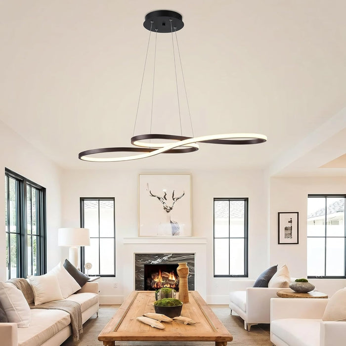 BAMDECOR A022 Modern Designer Infinity LED Chandelier Island Ceiling Pendant Light (120/150cm Black)