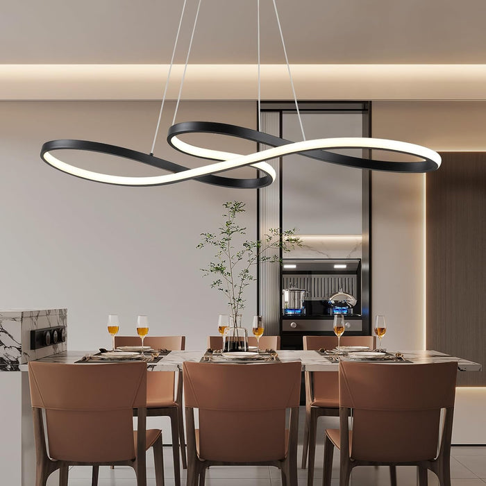 BAMDECOR A022 Modern Designer Infinity LED Chandelier Island Ceiling Pendant Light (120/150cm Black)