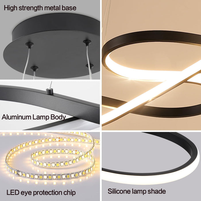 BAMDECOR A022 Modern Designer Infinity LED Chandelier Island Ceiling Pendant Light (120/150cm Black)