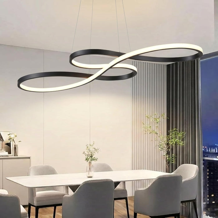 BAMDECOR A022 Modern Designer Infinity LED Chandelier Island Ceiling Pendant Light (120/150cm Black)