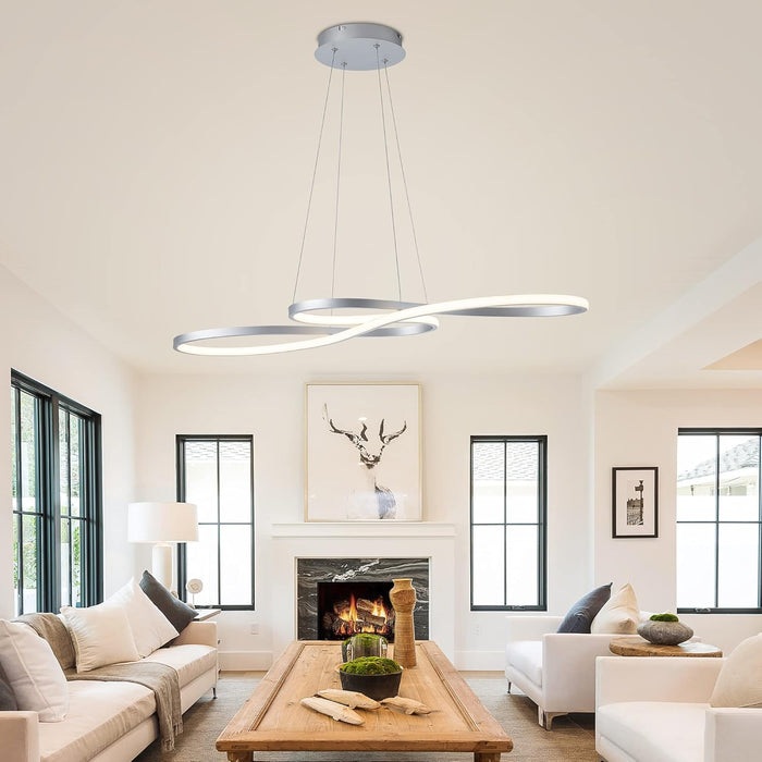 BAMDECOR A022 Modern Designer Infinity LED Chandelier Island Ceiling Pendant Light (120/150cm-Silver)