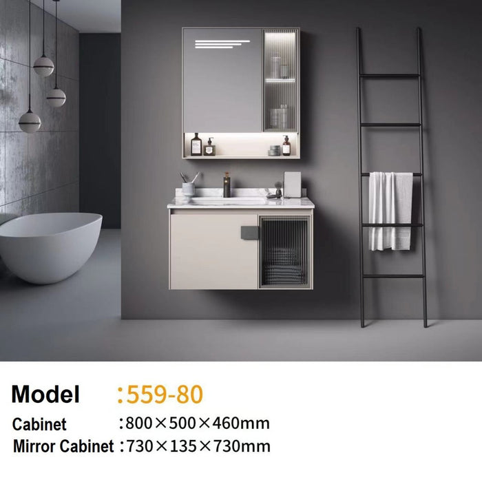 80cm Aluminum Modern Bathroom Vanity Single - Sink & Faucet & Mirrors Set for Bathroom - Amazingooh Wholesale