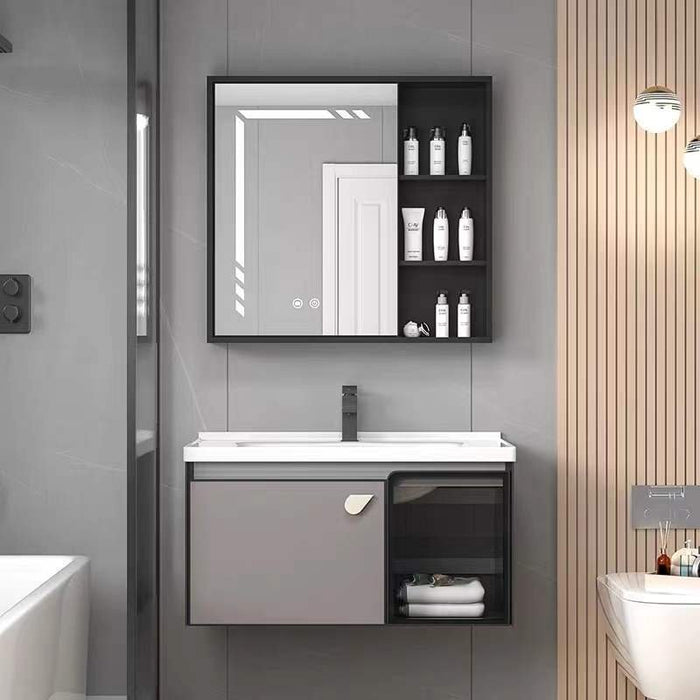 80cm Aluminum Modern Bathroom Vanity Single - Sink & Faucet & Mirrors Set for Bathroom - Amazingooh Wholesale