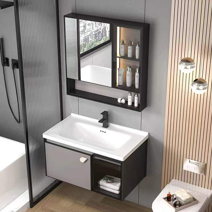 80cm Aluminum Modern Bathroom Vanity Single - Sink & Faucet & Mirrors Set for Bathroom - Amazingooh Wholesale