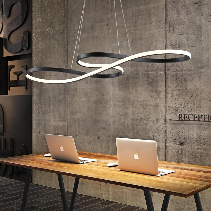 BAMDECOR A022 Modern Designer Infinity LED Chandelier Island Ceiling Pendant Light (120/150cm Black)