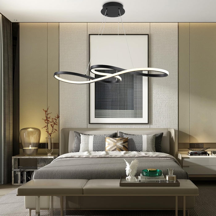 BAMDECOR A022 Modern Designer Infinity LED Chandelier Island Ceiling Pendant Light (120/150cm Black)
