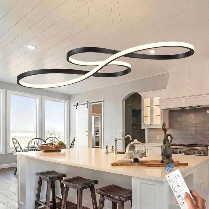 BAMDECOR A022 Modern Designer Infinity LED Chandelier Island Ceiling Pendant Light (120/150cm Black)