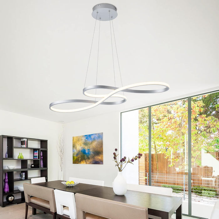 BAMDECOR A022 Modern Designer Infinity LED Chandelier Island Ceiling Pendant Light (120/150cm-Silver)