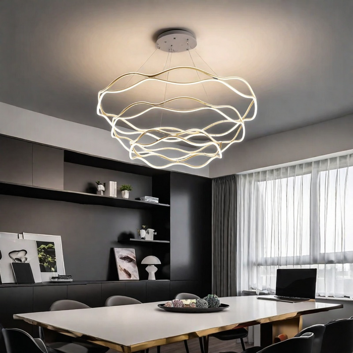 BAMDECOR A212/3 Modern Wavy Art Aluminum Light Fixture for Living Room Bedroom Indoor Decor