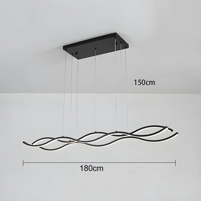 BAMDECOR A2569 1.8m Antizer Nordic Minimalist Wave Long Pendant Light (Black)