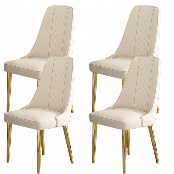 VELLUTO Golden Frame Mid Century Modern Dining Chair Faux Leather Side Chair Upholstered Dining Chairs Set of 2 (Black/Ivory)