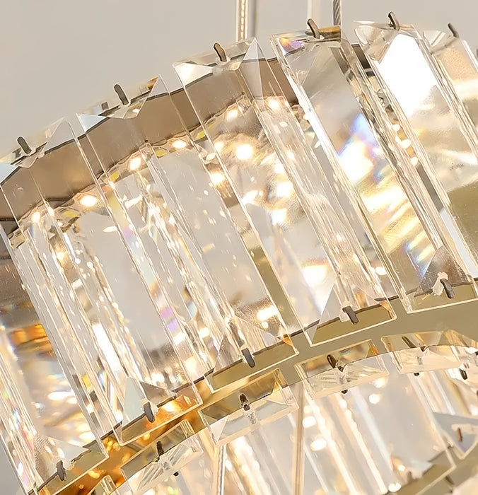 BAMDECOR C3335 Large Swirl Modern Crystal Ring Chandeliers Contemporary Round Chandelier Crystal Pendant Light(Gold-Two Rings)