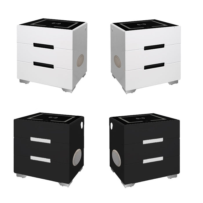 Smart Bedside Tables Bluetooth Speaker Side 3 Drawers Wireless Charging USB Nightstand LED  AU