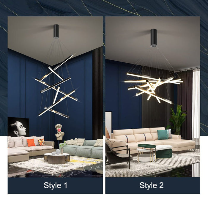Adjustable Pendant Light for Double - Storey Villa Commercial Use with Soft Light and Eye Protection Black Aluminum & Silicone - Amazingooh Wholesale