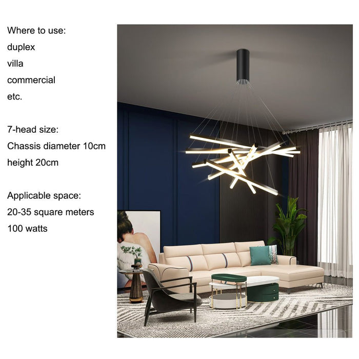 Adjustable Pendant Light for Double - Storey Villa Commercial Use with Soft Light and Eye Protection Black Aluminum & Silicone - Amazingooh Wholesale