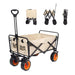 AMX 150L Outdoor Camping Wagon Shopping Multipurpose Duty Power Beach Trolley Cart Collapsible Wagon Garden Camper Trailer (Beige) - Amazingooh Wholesale