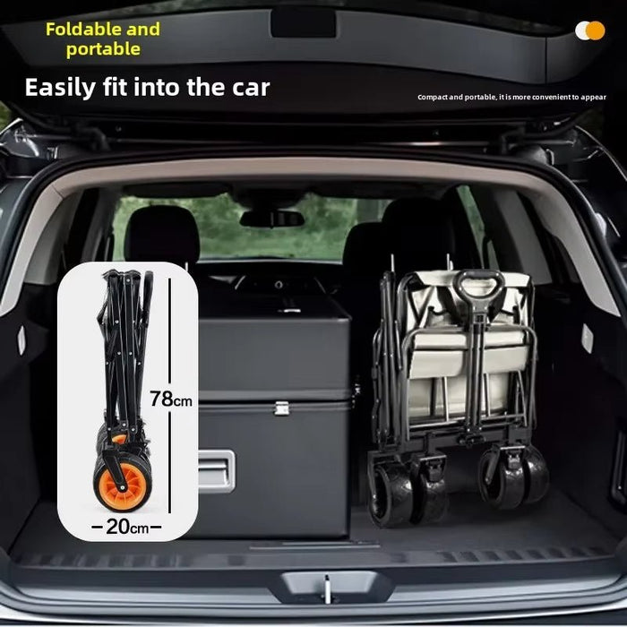 AMX 150L Outdoor Camping Wagon Shopping Multipurpose Duty Power Beach Trolley Cart Collapsible Wagon Garden Camper Trailer (Black) - Amazingooh Wholesale