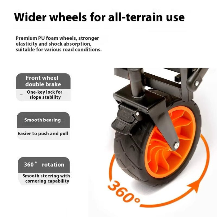 AMX 150L Outdoor Camping Wagon Shopping Multipurpose Duty Power Beach Trolley Cart Collapsible Wagon Garden Camper Trailer (Black) - Amazingooh Wholesale