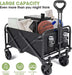 AMX Folding Beach Wagon Cart Trolley Garden Outdoor Picnic Camping Sports Market Collapsible Shop 5 inch Black Color - Amazingooh Wholesale