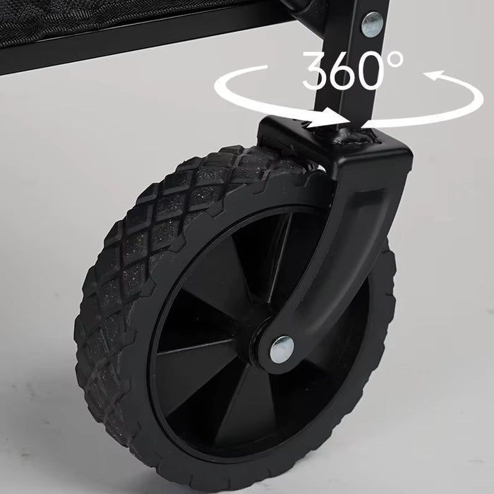 AMX Folding Beach Wagon Cart Trolley Garden Outdoor Picnic Camping Sports Market Collapsible Shop 5 inch Black Color - Amazingooh Wholesale