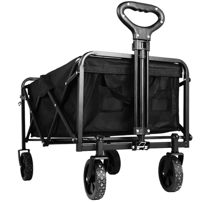 AMX Folding Beach Wagon Cart Trolley Garden Outdoor Picnic Camping Sports Market Collapsible Shop 5 inch Black Color - Amazingooh Wholesale