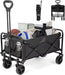 AMX Folding Beach Wagon Cart Trolley Garden Outdoor Picnic Camping Sports Market Collapsible Shop 5 inch Black Color - Amazingooh Wholesale