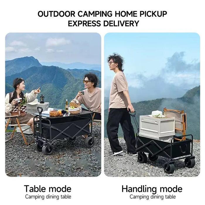 AMX Folding Beach Wagon Cart Trolley Garden Outdoor Picnic Camping Sports Market Collapsible Shop 5 inch Black Color - Amazingooh Wholesale